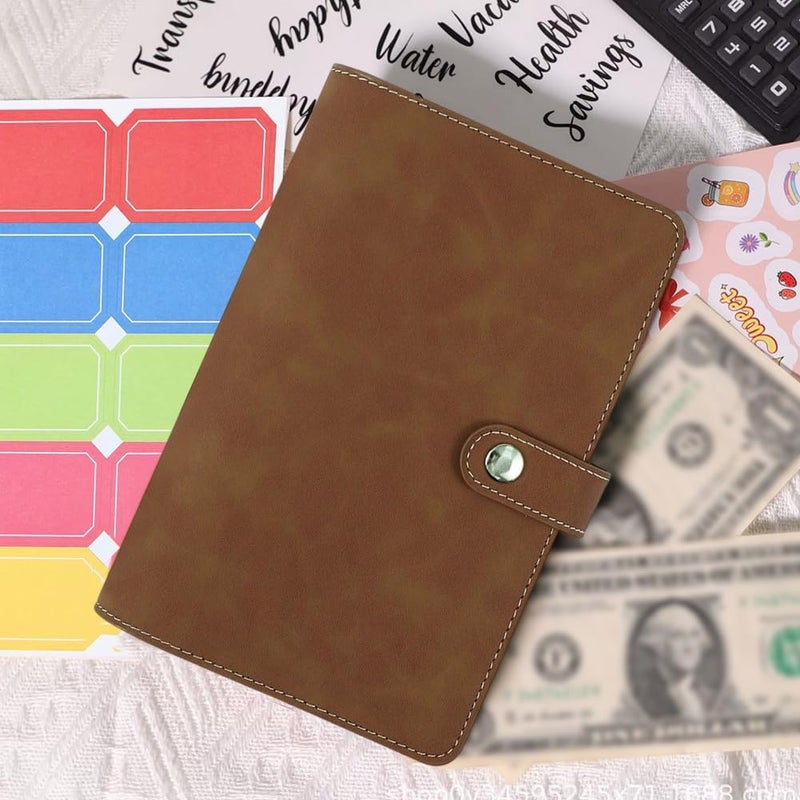 CALFOVERA Travel Notebook Binder Refillable Journal Cover Protector with Dividers Pockets A6 PU Leather Soft Cover Folder 6 Ring Loose Leaf Planner Binder for Meeting Filler Paper Cash (Camel) - Image 3
